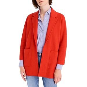 J Crew Sophie Open-Front Sweater Blazer Vintage Red Soft Knit Cotton Wool EUC S
